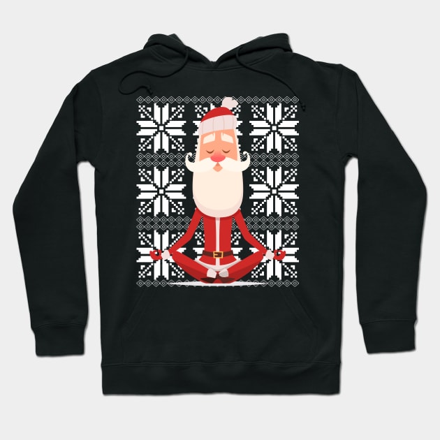 Yoga Santa meditating Ugly Christmas Sweater Design Hoodie by Blended Designs